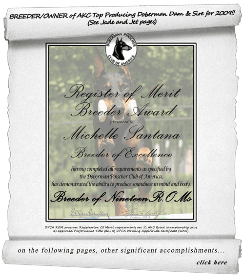 Foxfire Dobermans - Breeder-Owner of AKC Top Producing Doberman Pinschers